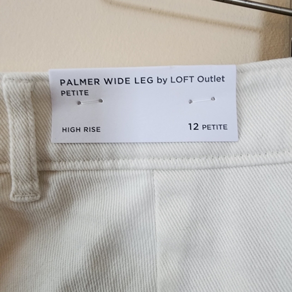 LOFT Cream Wide Leg Pants - Picture 2 of 3